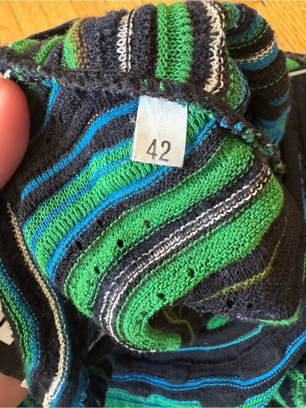 Missoni Green and Blue Striped Long-Sleeve Midi Dress - Picture 6 of 7